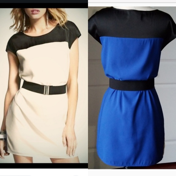 Express Dresses & Skirts - Express Colorblock white and blue Shirt Dress